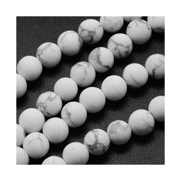 Matte howlite, white and grey speckled, 10 mm, 6 pcs