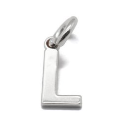 Buchstaben, Anhnger, glnzend, Silber, ca. 9x4-8x0.8 mm, 1 Stk