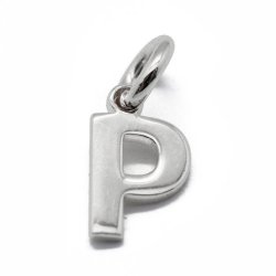 Buchstaben, Anhnger, glnzend, Silber, ca. 9x4-8x0.8 mm, 1 Stk