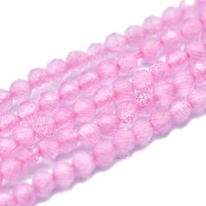 Cat-Eye-Perlen, ganzer Strang, rosa, facettiertes Glas, rund, 3 mm, ca. 125 Stk