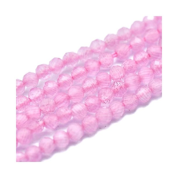 Cat's eye beads, entire strand, pink, faceted glas, round, 2mm, 175pcs