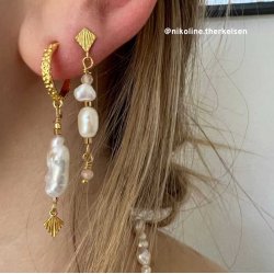 Ohrstecker, vergoldetes Silber, gehmmert, rund mit geschlossene se, 13 mm, 2 Stk