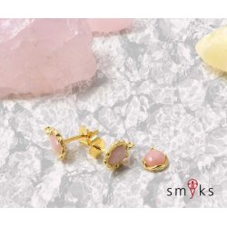 Ohrstecker mit rosa Opal vergoldetes Silber, 11,5x7x14 mm, 2 Stk