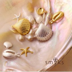 Anhnger, Kaurimuschelform mit se, vergoldetes Silber, 20x11 mm, 1 Stk