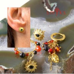 Kopi af Sonnenanh&auml;nger mit Auge und Zirkon, vergoldetes Messing, Schicksal, 12,5x10x2,7mm, 1 St&uuml;ck