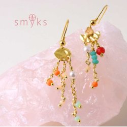 Kette mit helles rosa Glasperlen-Anhnger, vergoldetes Messing, 3 mm, 50 cm