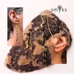 Ohrhaken-Kette mit Stift und offene se, vegoldetes Silber, Lnge 10 cm, 2 Stk