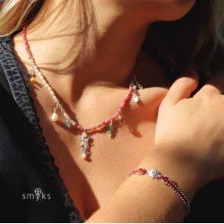 Zwischenst&uuml;ck, F&auml;cher, 3 L&ouml;cher, &Ouml;se und rosa Opal, Silber, 10x10 mm. 2 Stk