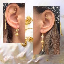 Anhnger, Blume mit Zirkonia in der Mitte, 1 se, vergoldetes Silber, 10x8x2 mm, 1 Stk