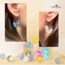 Glasperle, grau AB, mattiert, rund, 8 mm, 10 Stk.