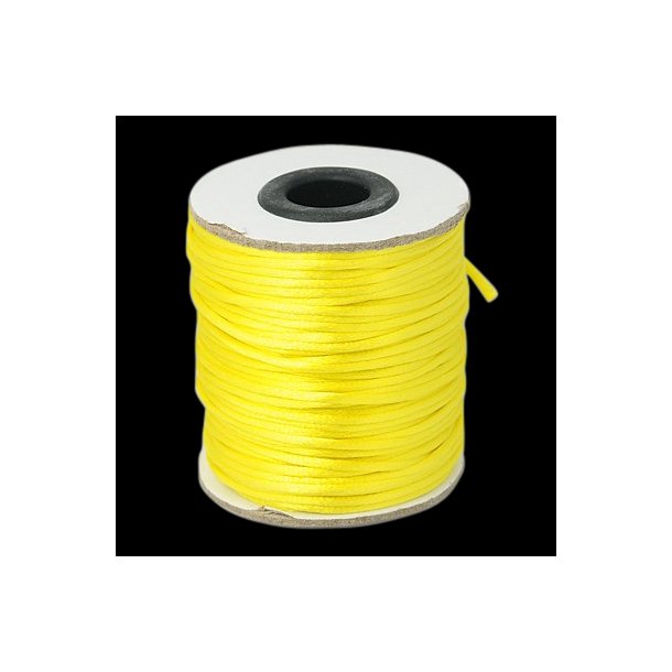 Satin cord, round, yellow, 2-2.5mm, 2m