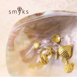 Anhnger, muschelform mit se, vergoldetes Silber, 12x10x3 mm, 1 Stk