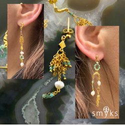 Ohrstecker, Halbmond, unebene Oberflche, mit se, 9,5x5 mm, vergoldetes Silber, 2 Stk.