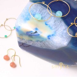 Hoop earring with peg for half drilled beads, gold-plated silver, 20x0.8mm, 2pcs