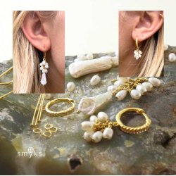 Swasserperle, lang, barock, wei, 16-18x6x5mm, A-grade, 2 Stk