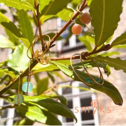 Hoop earring with peg for half drilled beads, gold-plated silver, 20x0.8mm, 2pcs