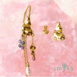 Anhnger, unebene Platte, glnzend, mit4 Lchern, vergoldetes Silber, 12x7 mm, 2 Stk