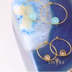 Hoop earring with peg for half drilled beads, gold-plated silver, 20x0.8mm, 2pcs