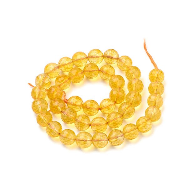 Citrine, dyed, half strand of beads, faceted bead, 10mm, 19pcs.