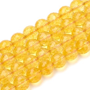 Citrin,  gefärbt, gelb, facettierte Perlen, 10 mm, 6 Stk.