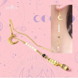 Anhnger, Mondsichel, gehmmerte Oberflche mit 1 se, vergoldetes Silber, 12x8,5 mm, 2 Stk