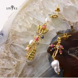 Ohrstecker, poliert, Kugelring mit se, vergoldetes Silber, 12x6 mm, 2 Stk.