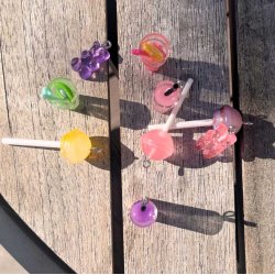 Lollipop-Anhnger, Kunststoff, Mix Farben, 48x15mm, 4 Stck