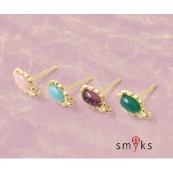 Ohrstecker mit rosa Opal vergoldetes Silber, 11,5x7x14 mm, 2 Stk