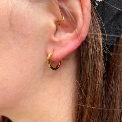 Klappbarer Ohrring, einfach, runder Draht, Sterlingsilber, 15x2 mm, 2 Stk