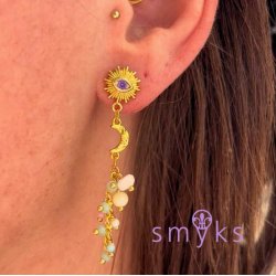 Anhnger, Mondsichel, unebene Flche mit 1 se, vergoldetes Silber, 9,5x5 mm, 2 Stk