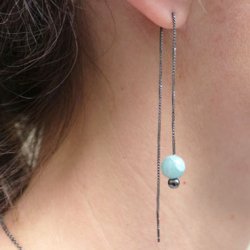 Ohrhaken-Kette mit Stiften, Ankerkette, vergoldetes Silber, L&auml;nge 8 cm, 2 Stk.