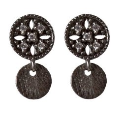 Exklusive Ohrhaken, Sterlingsilber, gestreifte Rauten mit Zirconia und &Ouml;se, 20x7 mm, 2 Stk.