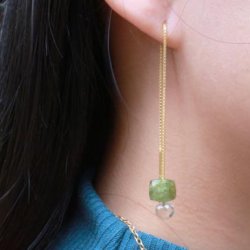 Ohrhaken-Kette, vergoldetes Silber, box-chain, Stift und offene se, 8 cm, 2 Stk