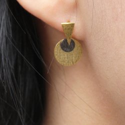 Ohrhaken mit Dreieck und &Ouml;se, geb&uuml;rstet, Silber, 17x9,5x5 mm, 2 Stk.