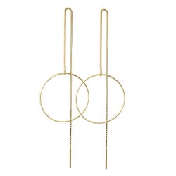 Ohrhaken-Kette, vergoldetes Silber, box-chain, Stift und offene se, 8 cm, 2 Stk