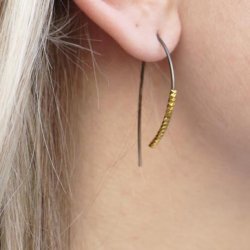 Ohrhaken, lang, offen, P-f&ouml;rmig, 40x16 mm, silber, 2 Stk.