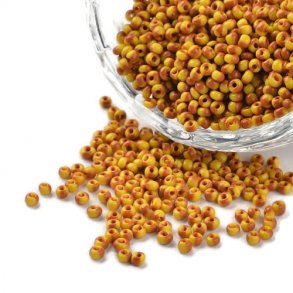 Gestreift Seed bead, #12, gelb/orange, 2 mm, ca. 700 Stk.