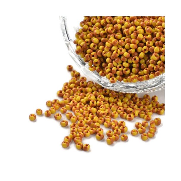 Striped glass seed bead, #12, yellow/orange, 2 mm, ca. 700 pcs.