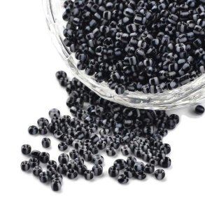 Gestreift Seed bead, #12, schwarz/grau, 2 mm, ca. 700 Stk.