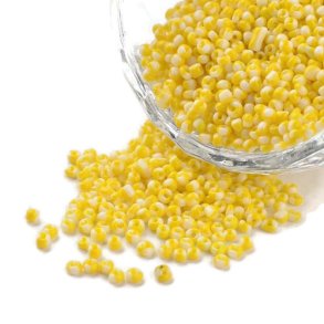 Gestreift Seed bead, #12, weiß/gelb, 2 mm, ca. 700 Stk.