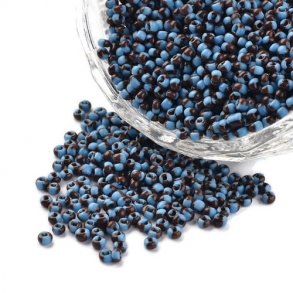 Gestreift Seed bead, #12, braun/blau, 2 mm, ca. 700 Stk.