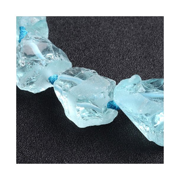 Aquamarine, imitation, raw quartz nuggets, ca. 25x20x15 mm, 4 pcs