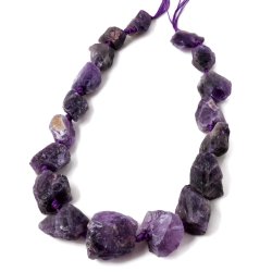 Amethyst, Strang, Nuggets, roh, Perle, ca. 25x15x10 mm, ca. 15 Stk