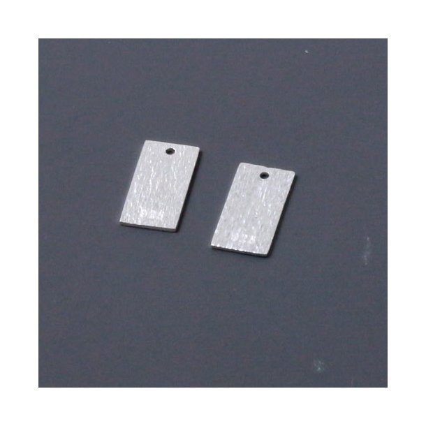 Sterling silver, brushed square with hole, 12x6mm, 2pcs.