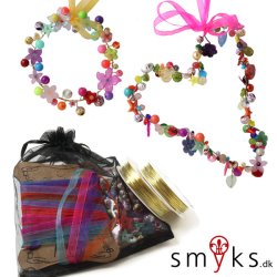 DIY Christmas decoration with beads, ribbon and gold-plated wire, all you need DIY kit, 1 set