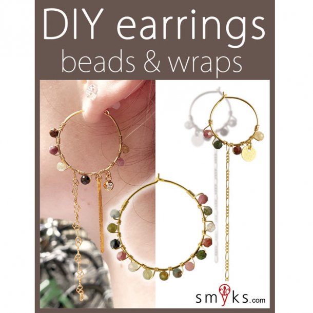DIY Jewelry set, gold plated 925-silver wrap-earrings with beads, all-you-need in a box