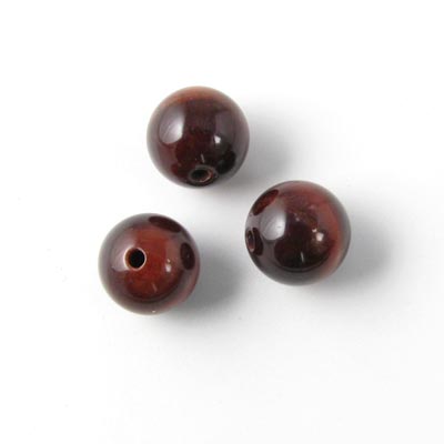 Ochsenauge, dunkelrot, schimmernd, runde Perle, 6 mm, 10 Stk.