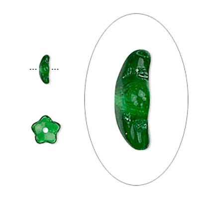 Glasperlen, grün, 7x3 mm, 10 Stk.