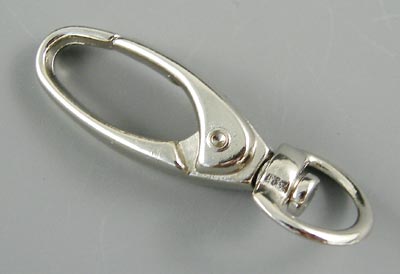 Schlüsselhaken / Karabiner, Platinfarben, Ösenbreite aussen 13,5 mm, 2 Stk.
