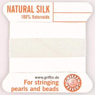 Seidenfaden, weiß, Faden für Perlenketten, 0,6 mm